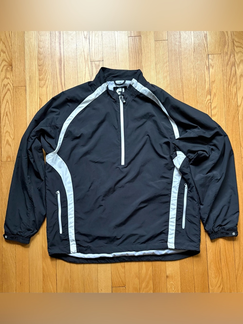 FootJoy Golf Men’s 1/2 Zip Waterproof Wind Rain Jacket XL Black White